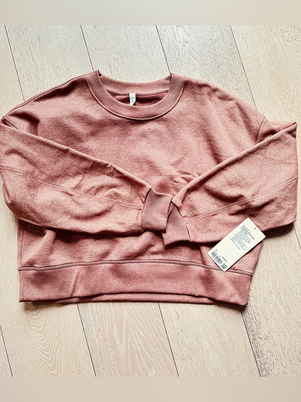 NWT Lululemon POCC Softstreme Heathered Medium Taupe Shimmer Crew Size 12